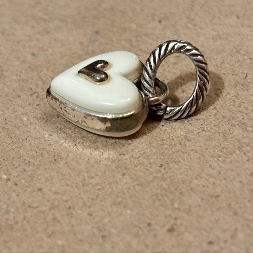 ❌SOLD❌ 💟Brighton Candy Heart charm White resin LUV U in silver on back Retired - Picture 4 of 5